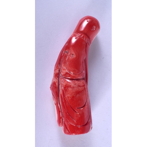 1365 - A VINTAGE CHINESE CARVED CORAL IMMORTAL. 7 cm high.