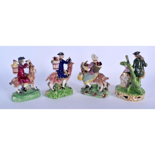 141 - THREE 19TH CENTURY DERBY PORCELAIN FIGURES together with another, three modelled as variations on th... 