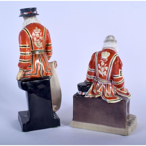 149 - TWO ROYAL DOULTON YEOMANRY GUARDS. Largest 20 cm high. (2)