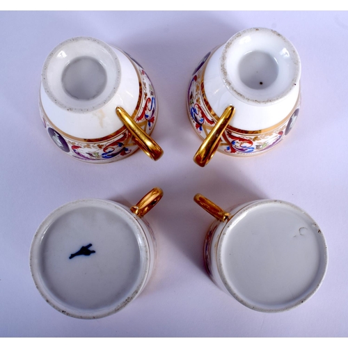 181 - Early 19th c. Paris La Courtille part tea and coffee service, the borders painted with scrolling fol... 