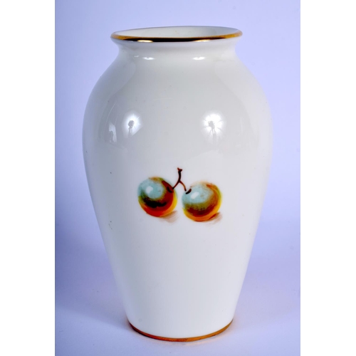 196 - Royal Worcester vase painted with fruit by Roberts, shape G461, black mark.  10cm high