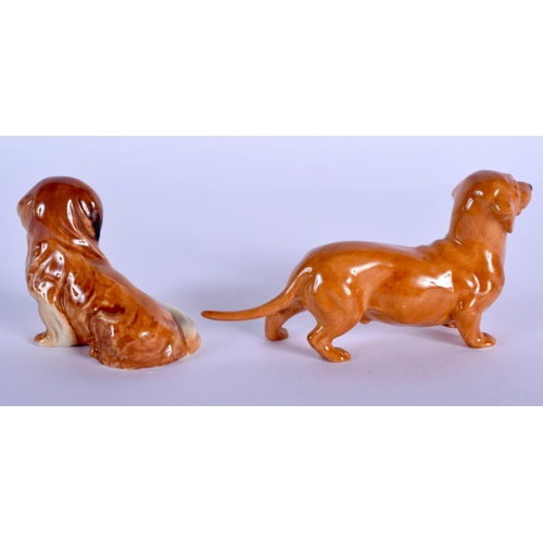 197 - Royal Worcester figure of a dachshund and another of a Peke 3034 date code 1951 and 1935.  1cm long ... 