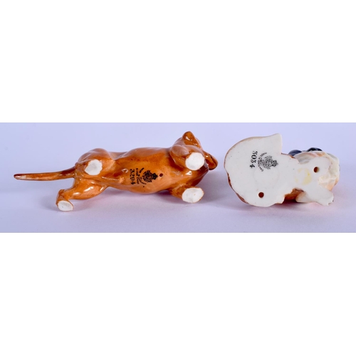 197 - Royal Worcester figure of a dachshund and another of a Peke 3034 date code 1951 and 1935.  1cm long ... 