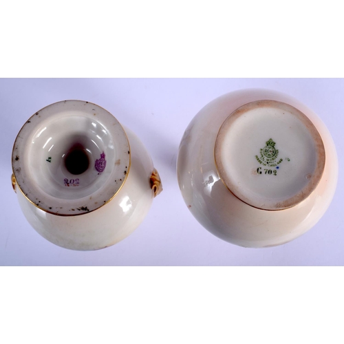 224 - Royal Worcester vase painted with roses in Hadley style date mark for 1924 and a Royal Worcester two... 