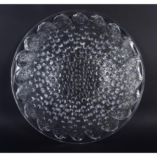 23 - A LARGE FRENCH LALIQUE GLASS ROSCOFF FISH BOWL. 32 cm diameter.