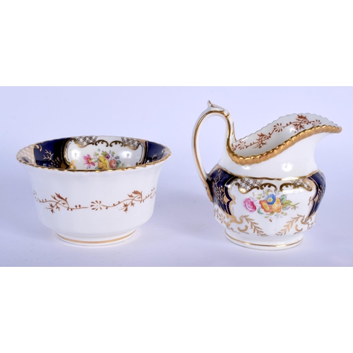 235 - Late 19th/early 20th c. Coalport Batwing blue ground cream jug and sugar bowl.  Jug 8.5cm high, Bowl... 