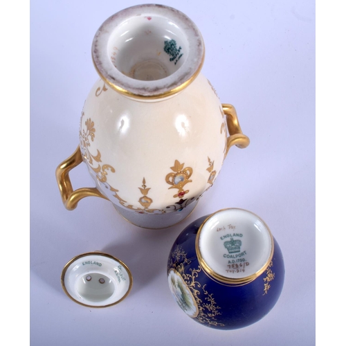 236 - Late 19th c. Coalport vase painted with a landscape on a light blue and cream jewelled ground and a ... 