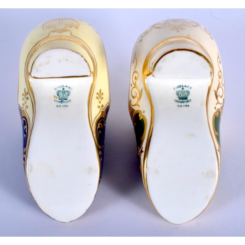 237 - Late 19th/early 20th c. Coalport miniature Dutch clog painted with a landscape in gilt panel on a ... 