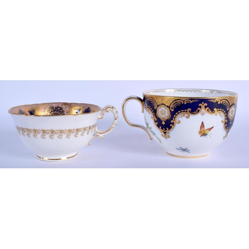 239 - Royal Worcester cup and saucer painted with flowers by Ernest Phillips, both signed, and a Copeland ... 