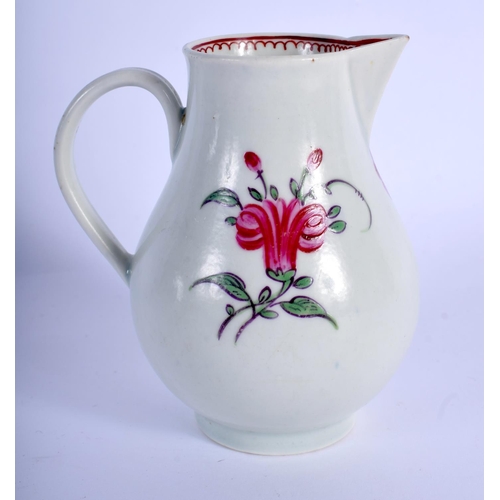 246 - 18th c. Worcester sparrow beak jug painted with a rose and rose bud, perhaps a Jacobite connection. ... 