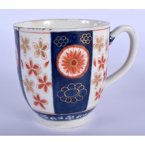 257 - 18th c. Worcester coffee cup and saucer painted with the Old Japan Star pattern, fretted square mark... 