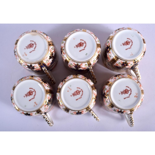 280 - Royal Crown Derby set of six coffee cups and saucers painted with imari pattern 1128, date code 1917... 