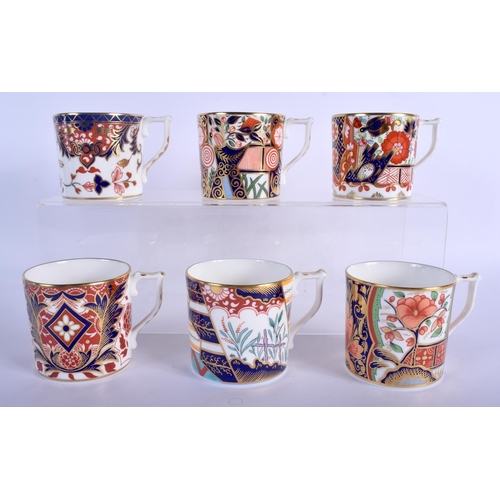 285 - Royal Crown Derby harlequin imari coffee set of six cans and saucers date code for 1988.  Cans 6.5cm... 