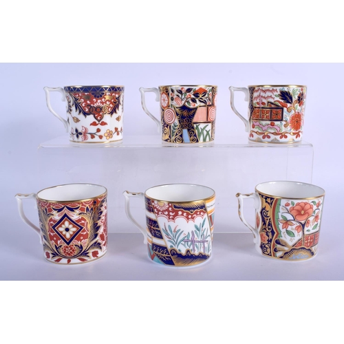 285 - Royal Crown Derby harlequin imari coffee set of six cans and saucers date code for 1988.  Cans 6.5cm... 