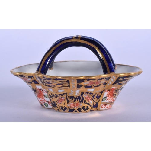 295 - Royal Crown Derby unusual miniature fish basket painted with pattern 6299, date code 1919./  7cm lon... 