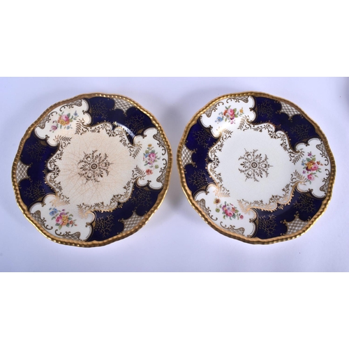 320 - Late 19th / Early 20th c. Coalport comport painted with a bird under a blue and gilt border and five... 