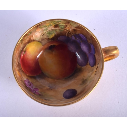 359 - Royal Worcester demi-tasse cup and saucer painted with fruit, the saucer by H. Everette, signed, the... 