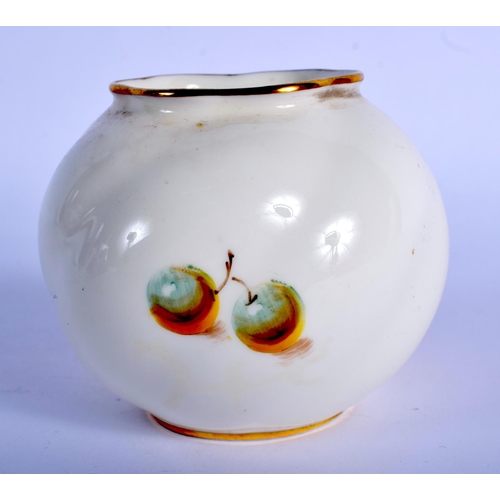 370 - Royal Worcester spirally moulded spherical vase painted with fruit by Roberts, signed, black mark . ... 