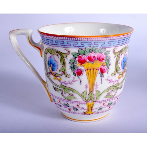 375 - Royal Worcester cased set of cups and saucers painted in art deco style date mark 1933.  Cup 5.5cm h... 