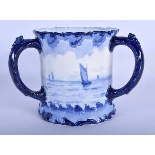 386 - Royal Crown Derby three handled mug painted with sailing ships by W. E. J. Dean date mark for 1897. ... 