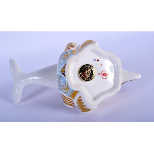 390 - Royal Crown Derby paperweight of a dolphin.  17.5cm long