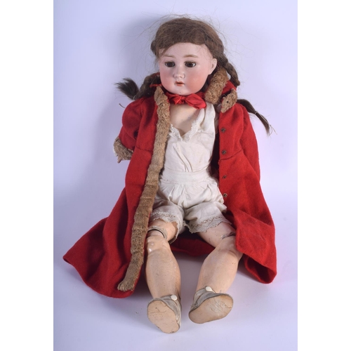 480 - AN ADOLPH WISLZENUS BISQUE HEADED DOLL. 56 cm long.