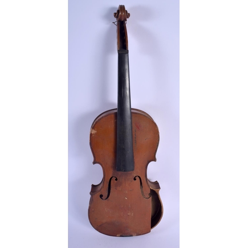 490 - A TWO PIECE BACK VIOLIN. 57 cm long.