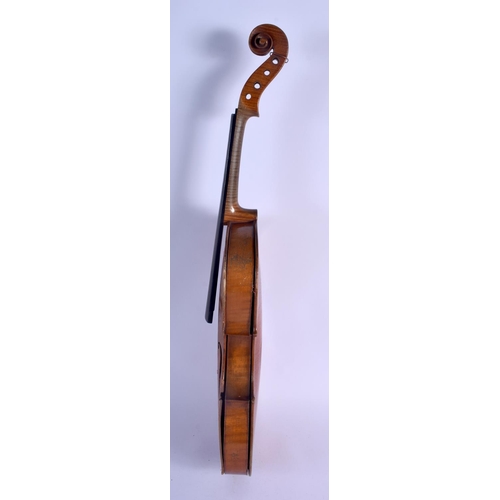 490 - A TWO PIECE BACK VIOLIN. 57 cm long.