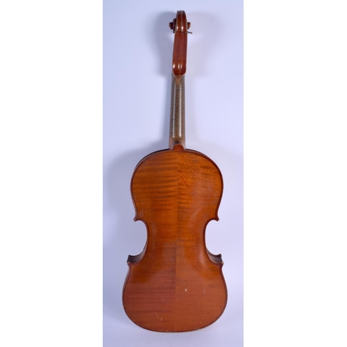 490 - A TWO PIECE BACK VIOLIN. 57 cm long.