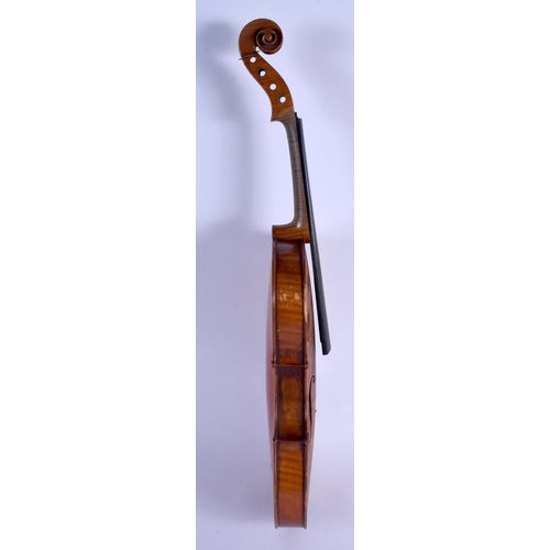 490 - A TWO PIECE BACK VIOLIN. 57 cm long.