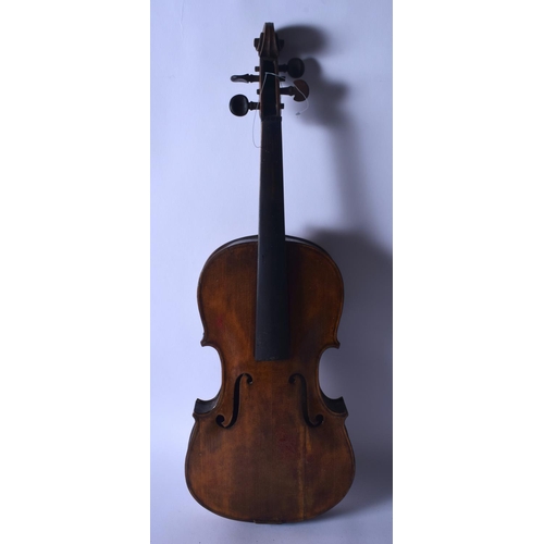 491 - A TWO PIECE BACK VIOLIN. 58 cm long.