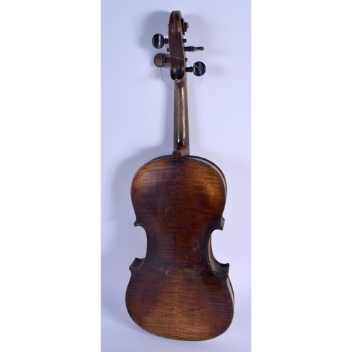 491 - A TWO PIECE BACK VIOLIN. 58 cm long.