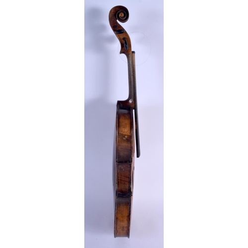 491 - A TWO PIECE BACK VIOLIN. 58 cm long.