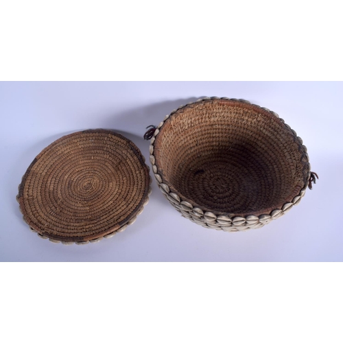 495 - AN AFRICAN YORUBA COWRIE SHELL BOX AND COVER together with another box and similar items. Largest 21... 