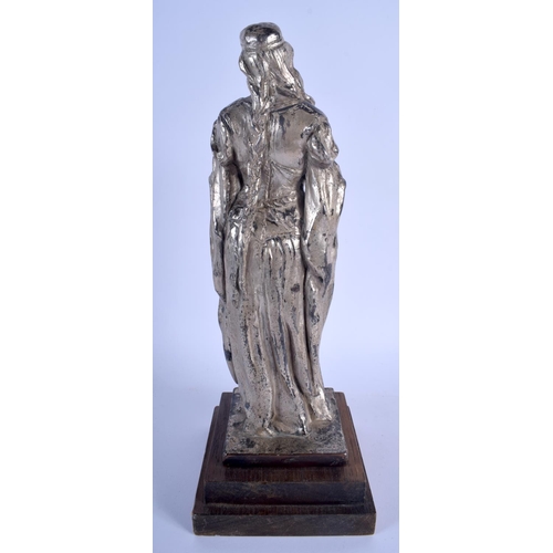 512 - AN ART DECO LACQUERED PLASTER FIGURE OF LA MARGUERITE upon a wooden plinth. 35 cm high.