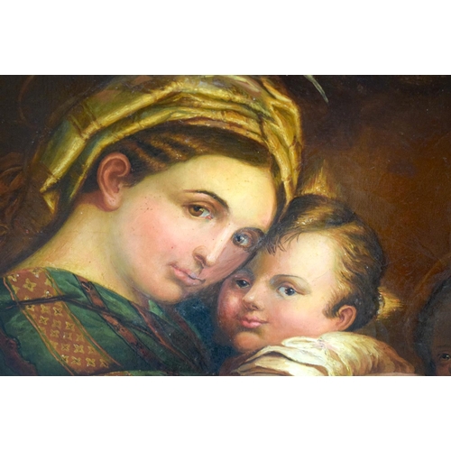 549 - Italian School (18th/19th Century) Oil on canvas, Madonna and two children. Image 65 cm x 50 cm.