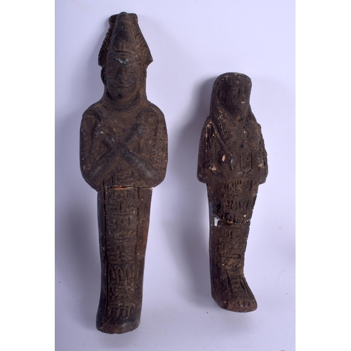 578 - TWO 19TH CENTURY EGYPTIAN GRAND TOUR USHABTI together with mortar and another. Largest 15 cm long. (... 