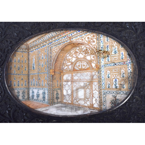 580 - A LARGE 19TH CENTURY ANGLO INDIAN MIDDLE EASTERN IVORY MINIATURE depicting a mosque interior, togeth... 