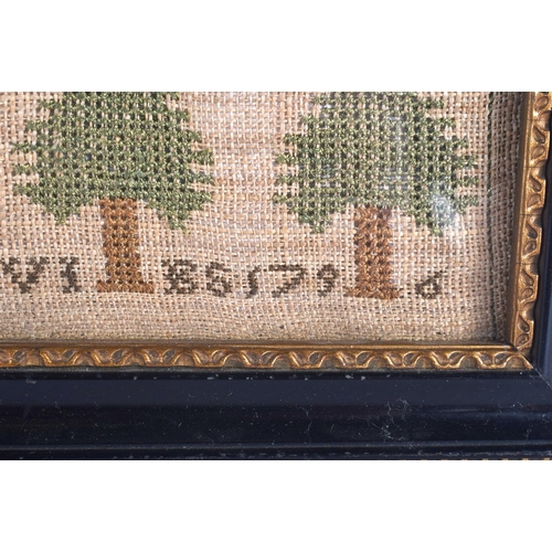 583 - A LATE 18TH CENTURY FRAMED ENGLISH SAMPLER by Mary Davis 1796. Image 40 cm x 17 cm.