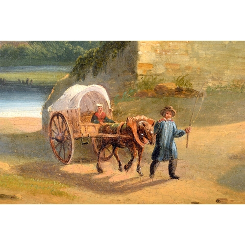 614 - Swiss School (19th Century) Oil on canvas, Rural scenes. Image 54 cm x 42 cm.