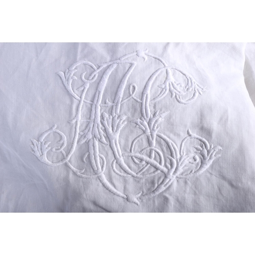 628 - A HISTORICALLY IMPORTANT SET OF ANDREW CARNEGIES BED SHEETS bearing his monogram to the corner, the ... 