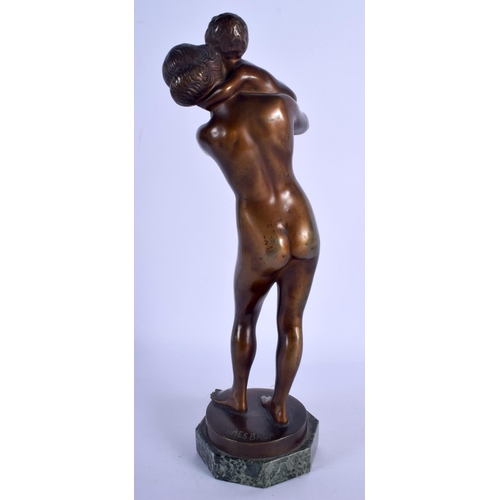 674 - Rudolf Kaesback (C1910) Bronze, Nude lady and boy. 31 cm high.