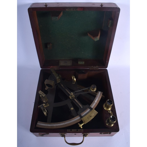 678 - AN ANTIQUE ROBERT YOUNG & SON MARITIME SEXTANT. 20 cm x 20 cm.