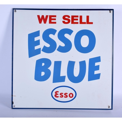 719 - A RARE SHELL OIL ESSO BLUE DOUBLE SIDED ENAMEL SIGN. 43 cm x 43 cm.