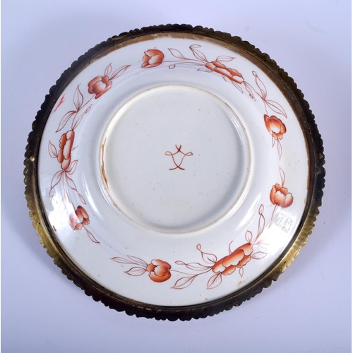 73 - A 19TH CENTURY FRENCH SAMSONS OF PARIS PORCELAIN PLATE with French gilt metal mounts, together with ... 