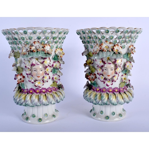 74 - A PAIR OF 19TH CENTURY FRENCH SAMSONS OF PARIS PORCELAIN VASES modelled in the Chelsea Derby style. ... 