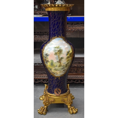 784 - A HUGE 19TH CENTURY SEVRES PORCELAIN BALUSTER NAPOLEONIC VASE painted with battle scenes, supported ... 