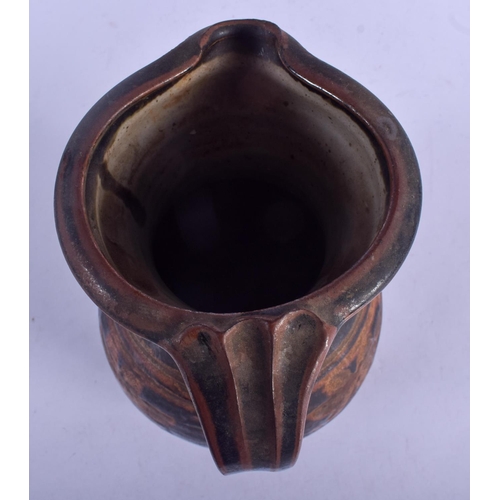 797 - A LARGE EUROPEAN STUDIO POTTERY STONEWARE JUG painted with floral motifs. 27 cm high.