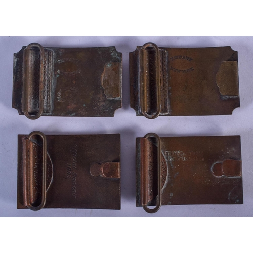 843 - FOUR CONTINENTAL CONTEMPORARY BRONZE BUCKLES. 9 cm x 7 cm. (4)