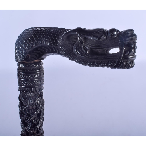 849 - A FINE 19TH CENTURY CHINESE CARVED DRAGON HANDLED WALKING CANE probably Canton Tortoiseshell c1840, ... 